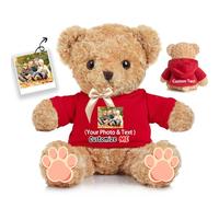 JABECODIFA Personalised Teddy Bear for Her Him, Brown Bear Stuffed Plush Toys with Text+Photo, Personalised Gifts Bear with Bow as Gifts for Christmas Valentines Day Birthday (12 inch-Text+Photo)