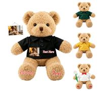 JABECODIFA Personalised Teddy Bear with Clothes and Custom Photo Name
