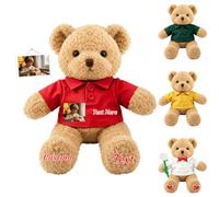 JABECODIFA Personalised Teddy Bear with Clothes and Custom Photo Name