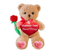 JABECODIFA Personalised Teddy Bear with Red Heart and Bow for Her Him Bear with Photo+Text, Personalised Gifts Teddy Bear as Gifts for Valentines Day Christmas Birthday (12 inch-Text+Photo)
