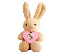 JABECODIFA Personalised Valentine Stuffed Bunny Plush Toys with Heart, Custom Stuffed Rabbit Plush with Photo Name Custom Long Ear Bunny as Personalised Valentine Gifts Easter Gift, 16 inch