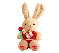 JABECODIFA Personalised Valentine Stuffed Bunny Plush Toys with Heart, Custom Stuffed Rabbit Plush with Photo Name Custom Long Ear Bunny as Personalised Valentine Gifts Easter Gift, 14 inch