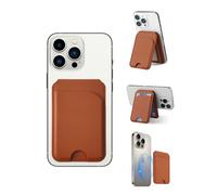 Jabees MagWallet Secure, RFID-Blocking Magnetic Wallet for iPhone with Adjustable Stand, Vegan PU Leather MagSafe Card Holder for Men & Women, Holds 4 Cards, Strong Magnet, Slim Design (Brown)