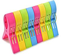 JABINCO Beach Towel Clips Chair Clips Towel Holder,Plastic Clothes Pegs Hanging Clip Clamps, Yellow,Blue,Green,red (Pack of 8)