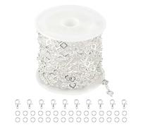 Jabogrii 13 Feet Hollow Four Leaf Clover Chain for Jewelry Making Silver Plated Brass Jewelry Making Chains Craft Chain Bulk with Lobster Clasps and Open Jump Rings