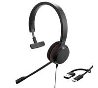 Jabra Evolve 20 Mono Headset - Unified Communication Certified Headphones for VoIP Softphone with Passive Noise Cancellation - USB-C/A - Black