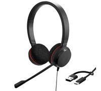 Jabra Evolve 20 Stereo Headset - Unified Communication Certified Headphones for VoIP Softphone with Passive Noise Cancellation - USB-C/A - Black