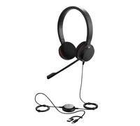 Jabra Evolve 20 Stereo Headset - Unified Communication Certified Headphones for VoIP Softphone with Passive Noise Cancellation - USB-C/A - Black
