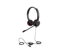 Jabra Evolve 30 II, Microsoft Teams Certified Stereo Corded Headset with Call Control Unit, Noise-cancelling microphone, LED indicators, excellent sound quality - USB-C/A, Black