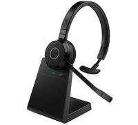 Jabra Evolve 65 TE (3rd Edition 2025) Wireless Bluetooth Mono Headset with Mic, Connect to Two Devices, 16h Battery, Noise-Cancelling Mic, USB-A Adapter, MS Teams Certified, Charging Stand, Black