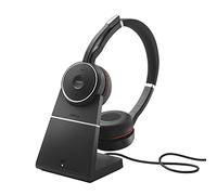 Jabra Evolve 75 SE, Link380a UC Stereo Stand- Bluetooth Headset with Noise-Cancelling Microphone, Long-Lasting Battery and Dual Connectivity - Works with All Other Platforms - Black
