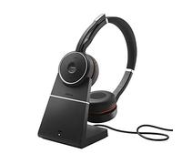 Jabra Evolve 75 SE Wireless Stereo Bluetooth Headset with Noise-Cancelling Mic, Active Noise Cancellation & Charging Stand - Certified for Google Meet, Zoom and all other leading platforms - Black