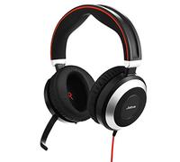 Jabra Evolve 80 UC Wired Stereo Over-Ear Headset - Unified Communications Optimised Headphones With Active Noise Cancellation - USB and 3.5 mm Jack Connections - Black