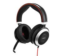 Jabra Evolve 80 UC Wired Stereo Over-Ear Headset - Unified Communications Optimised Headphones With Active Noise Cancellation - USB-C Cable and 3.5 mm Jack Connections - black