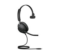 Jabra Evolve2 40 PC Headset - Noise Cancelling Microsoft Teams Certified Mono Headphones With 3-Microphone Call Technology - USB-C Cable - Black