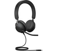 Jabra Evolve2 40 PC Headset - Noise Cancelling Microsoft Teams Certified Stereo Headphones With 3-Microphone Call Technology - USB-C Cable - Black