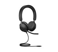 Jabra Evolve2 40 PC Headset - Noise Cancelling Microsoft Teams Certified Stereo Headphones With 3-Microphone Call Technology - USB-C Cable - Black