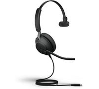 Jabra Evolve2 40 PC Headset - Noise Cancelling UC Certified Mono Headphones With 3-Microphone Call Technology - USB-C Cable - Black