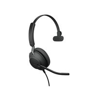 Jabra Evolve2 40 PC Headset - Noise Cancelling UC Certified Mono Headphones With 3-Microphone Call Technology - USB-A Cable - Black