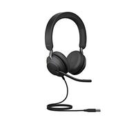 Jabra Evolve2 40 PC Headset - Noise Cancelling UC Certified Stereo Headphones With 3-Microphone Call Technology - USB-A Cable - Black