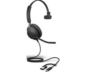 Jabra Evolve2 40 SE USB C/A Mono UC Single-wire headset with dual USB-C/A connection and Microsoft Teams certification, designed for intensive use in