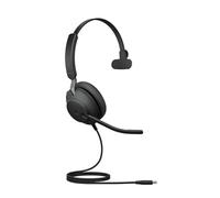 Jabra Evolve2 40 SE Wired Noise-Cancelling Mono Headset With 3-Mic Call Technology and USB-C Cable - Works with all Leading Unified Communications Platforms such as Zoom and Google Meet - Black