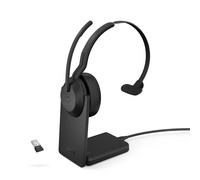 Jabra Evolve2 55 Mono Wireless Headset with Charging Stand, Air Comfort Technology, Noise-cancelling Mics, and Active Noise Cancellation - MS Teams Certified, Works with Other Platforms - Black