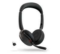 Jabra Evolve2 65 Flex - Stereo Headset with Bluetooth, Wireless Charging Pad, Noise-cancelling Jabra ClearVoice Technology and Hybrid ANC - Certified for MS Teams - Black