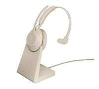 Jabra Evolve2 65 UC Mono Link380c Wireless Over-Ear Headphones, Beige + Stand