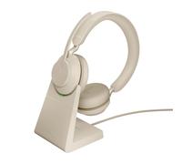 Jabra Evolve2 65 UC Stereo Link380c Wireless Over-Ear Headphones, Beige