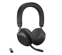 Jabra Evolve2 75 Wireless PC Headset with 8-Microphone Technology - Dual Foam Stereo Headphones with adjustable Advanced Active Noise Cancellation, USB-A Bluetooth Adapter and UC Compatibility - Black