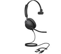 Jabra Evolve2 Wired Headset Over-the-head USB Without Bluetooth Mono 40 SE Black
