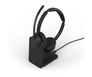 Jabra Evolve3 45 Duo USB-C UC + Charging Stand UC-certified Bluetooth duo headset with charging cradle, advanced ANC, 3 ClearVoice™ microphones and a
