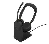 Jabra Evolve3 65 Duo USB-A UC + Stand UC Bluetooth headset with adaptive ANC, ClearVoice and a charging dock for crystal-clear calls and improved