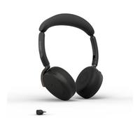 Jabra Evolve3 65 Flex Wireless Bluetooth Headset with Mic, MS Teams, USB-C | Dual-Ear, On-Ear, USB-C Adapter, On-the-Go Headphones with ANC, Foldable Design, 80h Battery, Microsoft Teams, Black