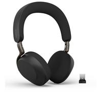 Jabra Evolve3 75 On-Ear Wireless Bluetooth Headset with Microphone for Work, USB-A, AI Voice Call Technology, Advanced Active Noise Cancellation, 22-Hour Battery, Works with Online Meeting Apps, Black