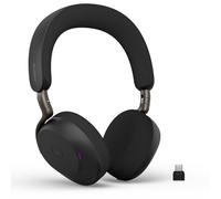 Jabra Evolve3 75 On-Ear Wireless Bluetooth Headset with Microphone for Work, USB-C, AI Voice Call Technology, Advanced Active Noise Cancellation, 22-Hour Battery, Microsoft Teams Certified, Black