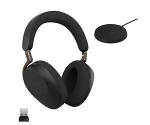Jabra Evolve3 85 Wireless Bluetooth Headset with Mic, USB-A, Teams, Black | Over-Ear Headphones with Advanced ANC, 25h Battery, Charging Stand, AI Voice Technology & Jabra ClearVoice Calls