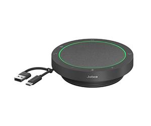 Jabra Speak2 40 Portable Speakerphone with 4 Noise-cancelling Mics, Full-range 50mm Speaker, Wideband Audio and USB A and USB C connections - Certified for Zoom and Google Meet - Dark Grey