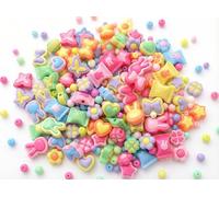 Jabrand 240pcs Acrylic Beads for Bracelet Making, Assorted Bead Charms for Jewelry Making Heart Flower Butterfly Candy Round Beads for Keychains Necklace Decoration DIY Crafts
