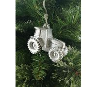 JABTEK Tractor SILVER Christmas Xmas Tree Decoration Bauble (RARE)