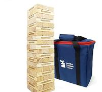 Jac & Mok Jumbo Tumble Tower Game | 60 Pieces Wooden Toppling Blocks Toys with Carrying Case | Premium Pine Wood Material (Builds from 60cm to 150cm