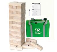 Jac & Mok Tumble Tower Game Wooden Blocks Stacking Timber Game Includes Carry Case (Classic, 56 Wooden Blocks)
