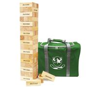 Jac & Mok Tumble Tower Game Wooden Blocks Stacking Timber Game Includes Carry Case (High, 54 Wooden Blocks)