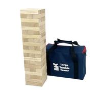 Jac & Mok Tumble Tower Wooden Toppling Blocks Game set,Large Table Top Stacking Games with Carrying Bag (60 pcs Large Tumble Tower, Hardwook Rubber wood)