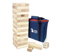 Jac & Mok Wobble Tower Tumble Tower Game Wooden Toppling Blocks Toy with Carry Bag (Jumbo Tumble Tower (Pack of 54) with Cubes)