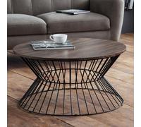 jacarra wooden coffee table in walnut with round wire base