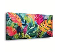 JACBON Abstract Canvas Wall Art Tropical - Modern & Retro Style for Living Room, Bedroom, Office Decor Large Canvas Wall Art 50x100cm（20x39inch InternalFrame