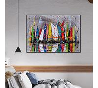 JACBON Abstract Oil Painting Colorful Graffiti Sailboat Posters and Prints Canvas Art Wall Picture for Living Room Home Decor 50x70cm Frameless