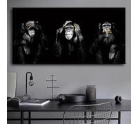 JACBON Animal Art Posters Canvas Painting Dark journey Monkey Gorilla Pictures Wall For Living Room Home Decor Ready to Hang 70x140cm（28x55inch InternalFrame